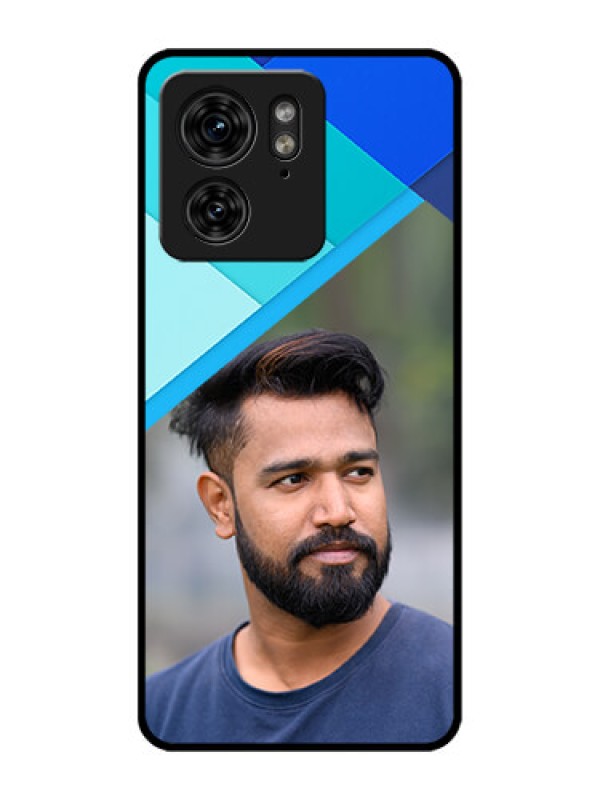 Custom Motorola Edge 40 Custom Metal Phone Case - Blue Pattern Design