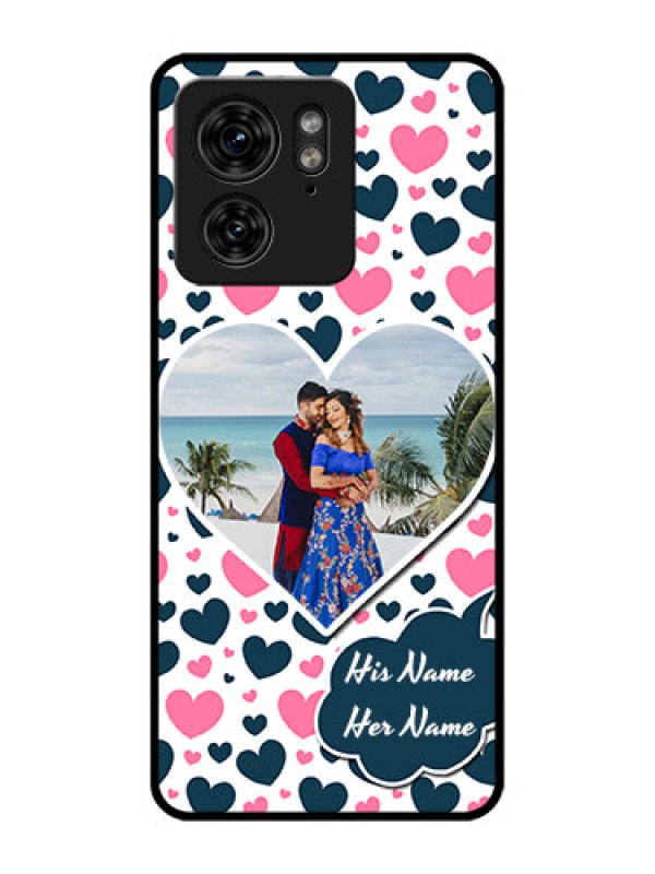 Custom Motorola Edge 40 Custom Metal Phone Case - Pink and Blue Heart Design