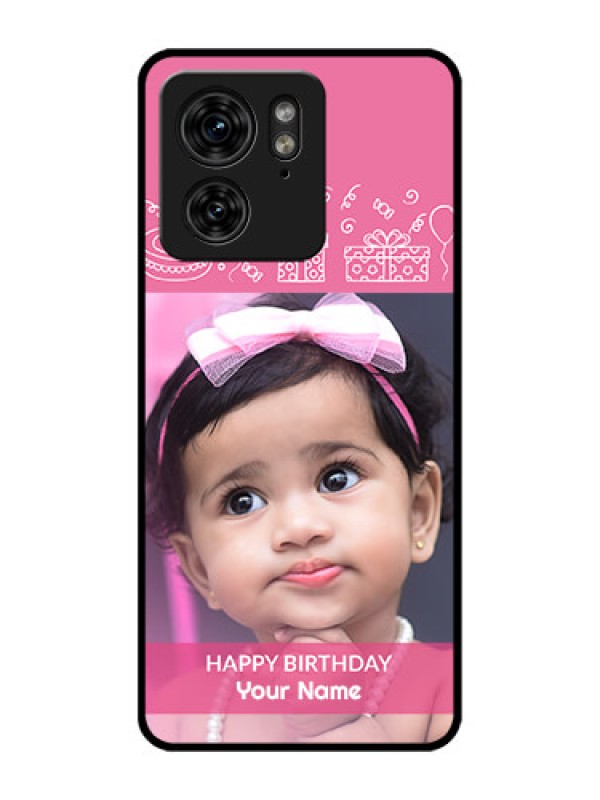 Custom Motorola Edge 40 Custom Metal Phone Case - With Birthday Line Art Design