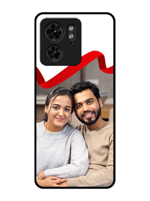 Custom Motorola Edge 40 Custom Metal Phone Case - Red Ribbon Frame Design