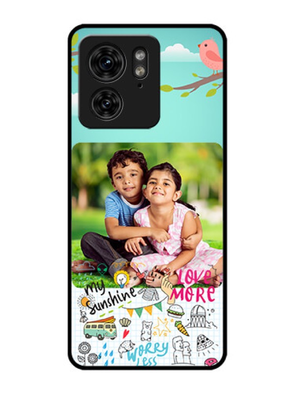 Custom Motorola Edge 40 Custom Metal Phone Case - Doodle Love Design