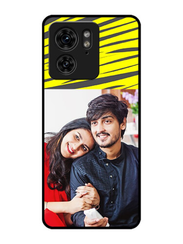 Custom Motorola Edge 40 Custom Metal Phone Case - Yellow Abstract Design