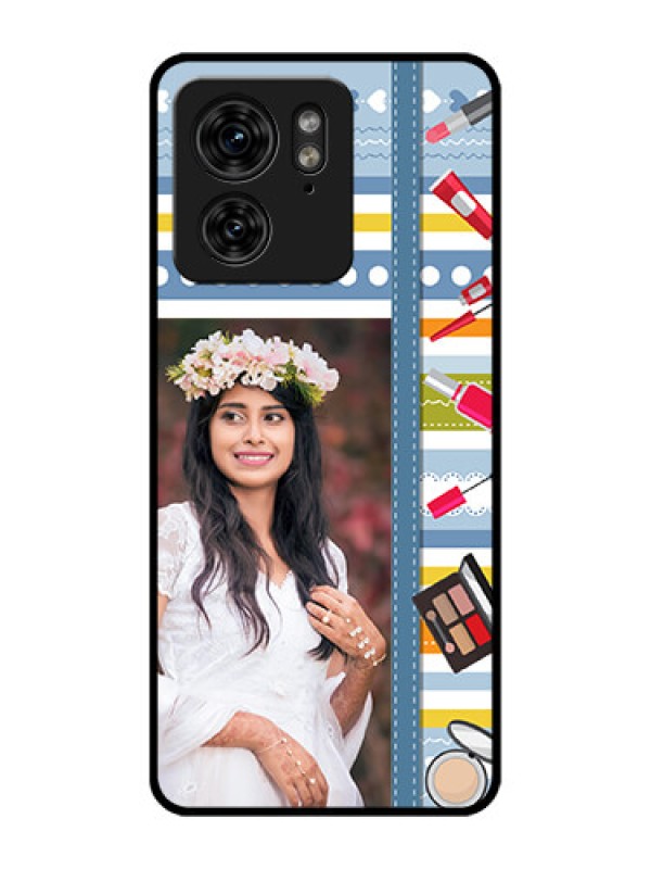 Custom Motorola Edge 40 Custom Metal Phone Case - Makeup Icons Design