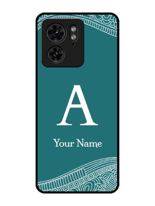 Custom Motorola Edge 40 Custom Metal Phone Case - Line Art Pattern With Custom Name Design