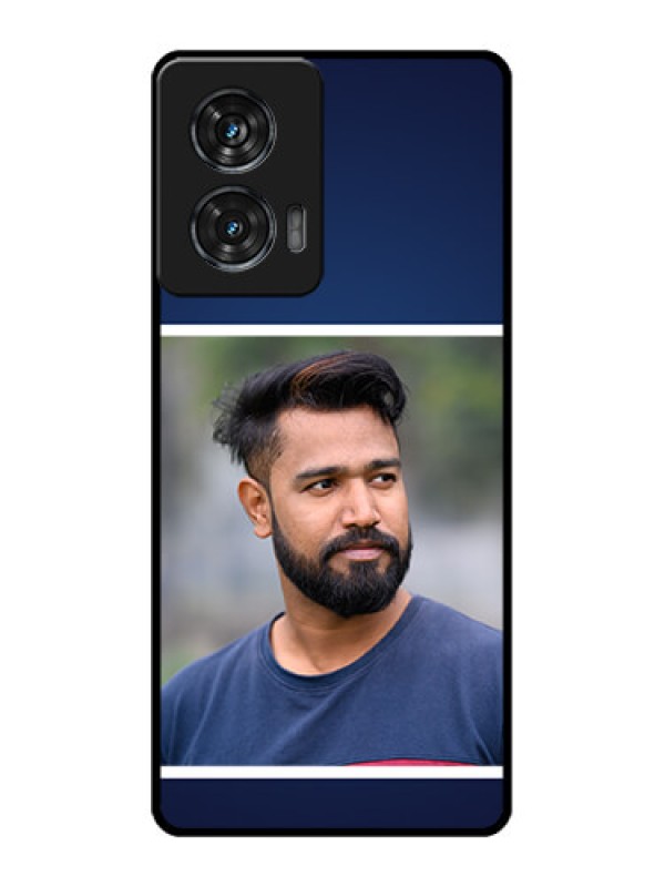 Custom Motorola Edge 50 Fusion Custom Metal Phone CaseSimple Royal Blue Design