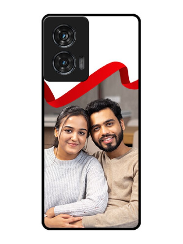 Custom Motorola Edge 50 Fusion Custom Metal Phone CaseRed Ribbon Frame Design