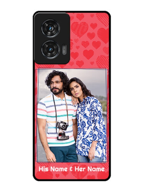 Custom Motorola Edge 50 Fusion Custom Metal Phone CaseWith Red Heart Symbols Design