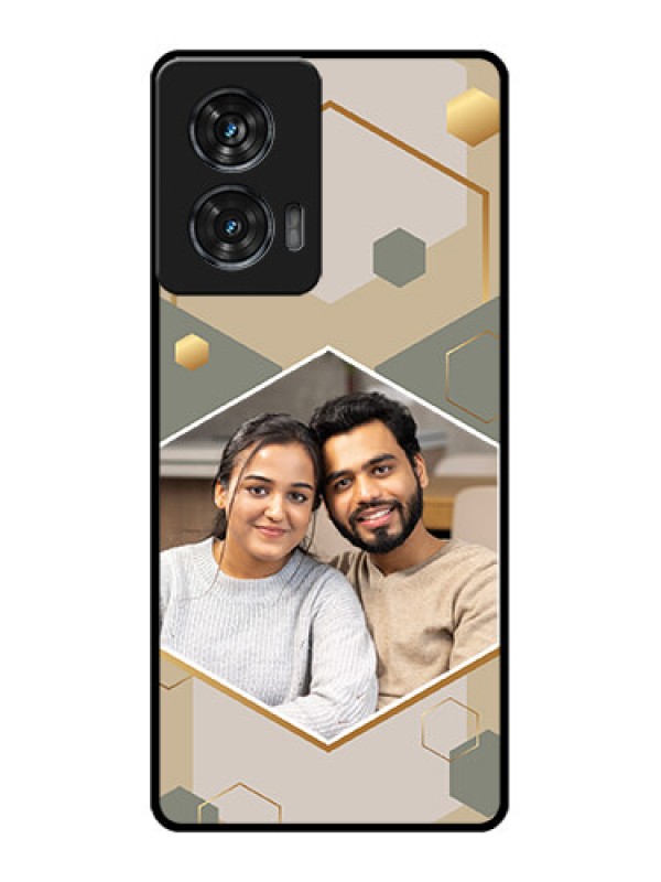 Custom Motorola Edge 50 Fusion Custom Metal Phone CaseStylish Hexagon Pattern Design