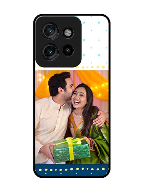 Custom Motorola Edge 50 Neo Custom Metal Phone Case - White And Blue Abstract Design