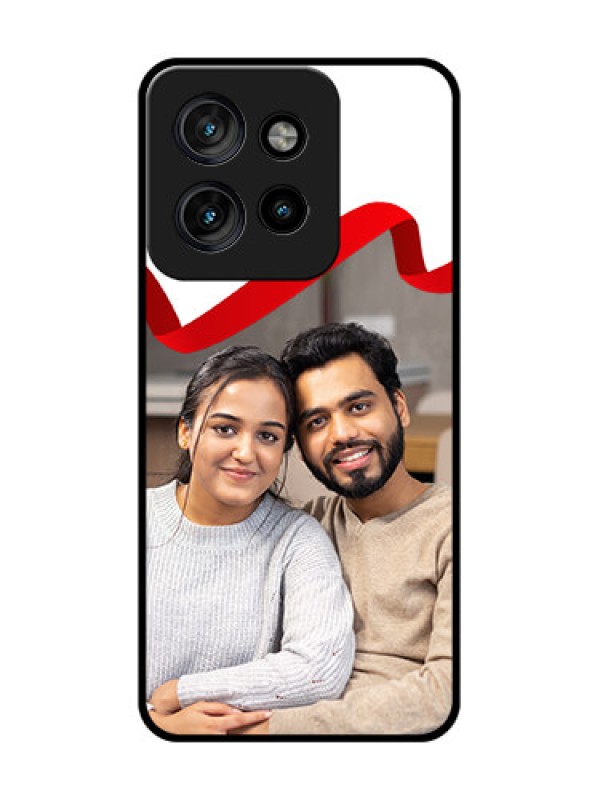 Custom Motorola Edge 50 Neo Custom Metal Phone Case - Red Ribbon Frame Design