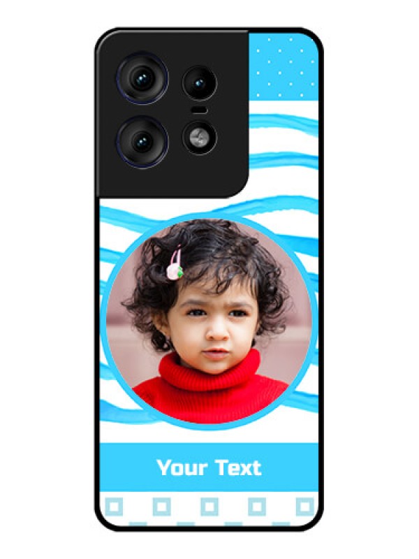 Custom Motorola Edge 50 Pro 5G Custom Metal Phone CaseSimple Blue Case Design