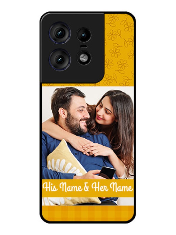 Custom Motorola Edge 50 Pro 5G Custom Metal Phone CaseYellow Floral Design