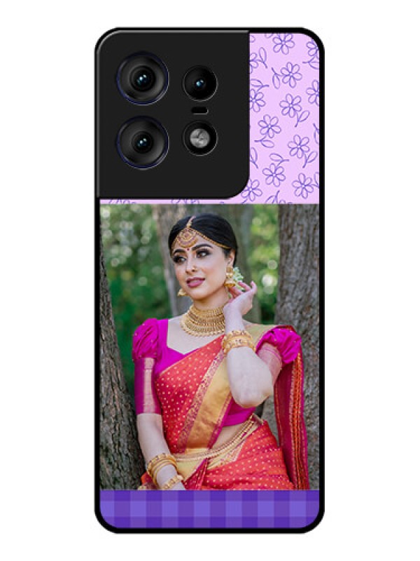 Custom Motorola Edge 50 Pro 5G Custom Metal Phone CasePurple Floral Design