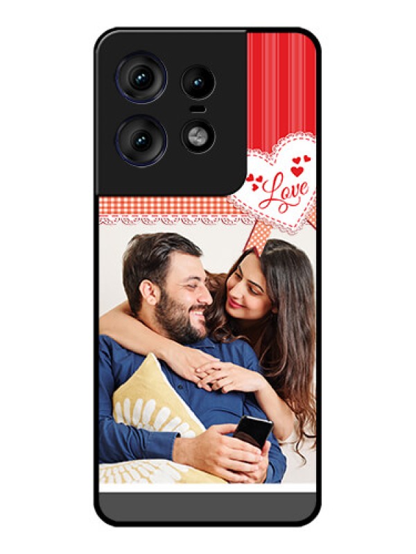 Custom Motorola Edge 50 Pro 5G Custom Metal Phone CaseRed Love Pattern Design