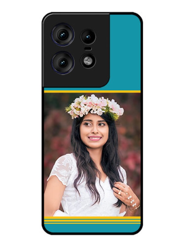 Custom Motorola Edge 50 Pro 5G Custom Metal Phone CaseYellow and Blue Design