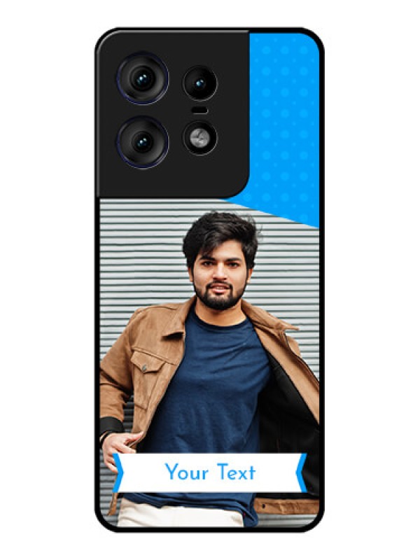 Custom Motorola Edge 50 Pro 5G Custom Metal Phone CaseSimple Blue Color Design