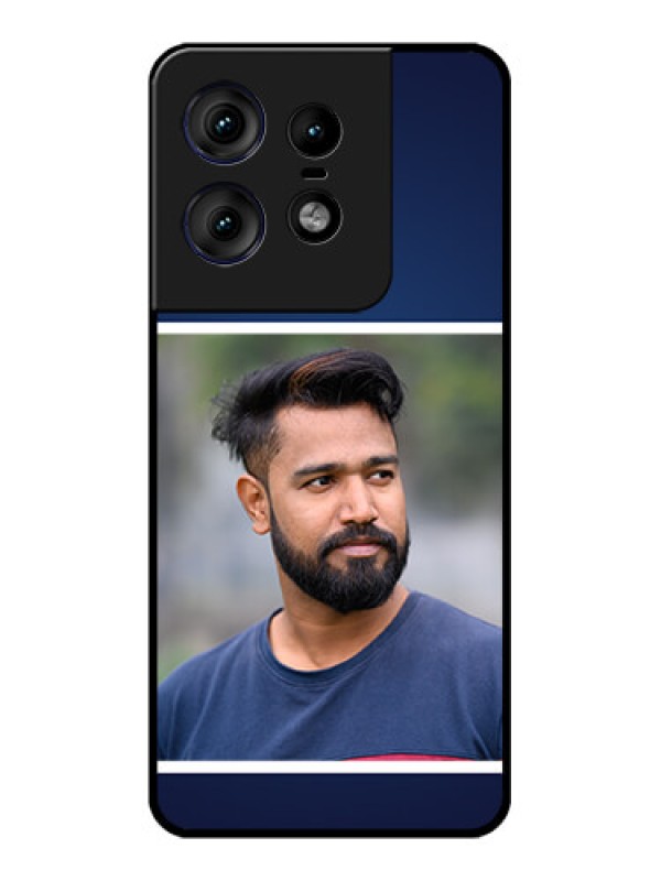 Custom Motorola Edge 50 Pro 5G Custom Metal Phone CaseSimple Royal Blue Design