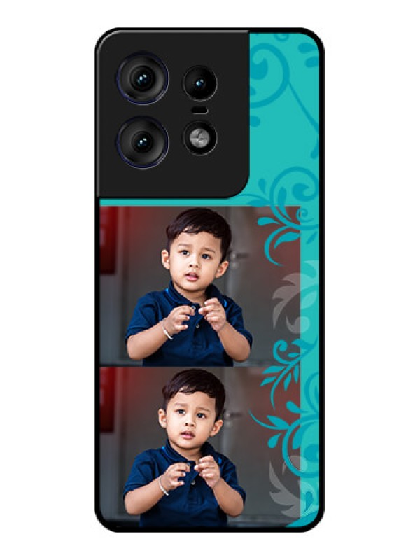 Custom Motorola Edge 50 Pro 5G Custom Metal Phone CaseWith Photo And Green Floral Design