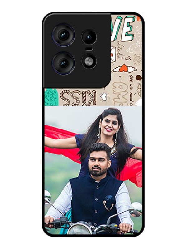 Custom Motorola Edge 50 Pro 5G Custom Metal Phone CaseLove Doodle Pattern