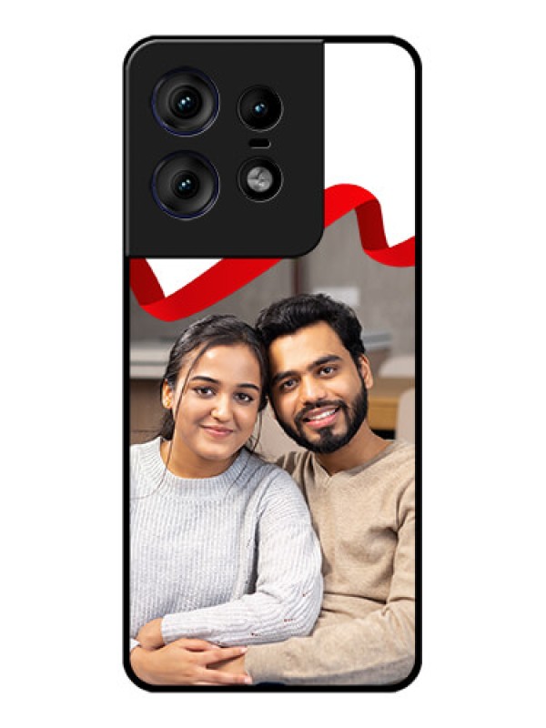 Custom Motorola Edge 50 Pro 5G Custom Metal Phone CaseRed Ribbon Frame Design