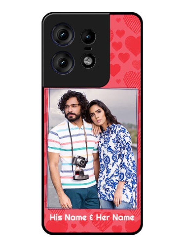 Custom Motorola Edge 50 Pro 5G Custom Metal Phone CaseWith Red Heart Symbols Design