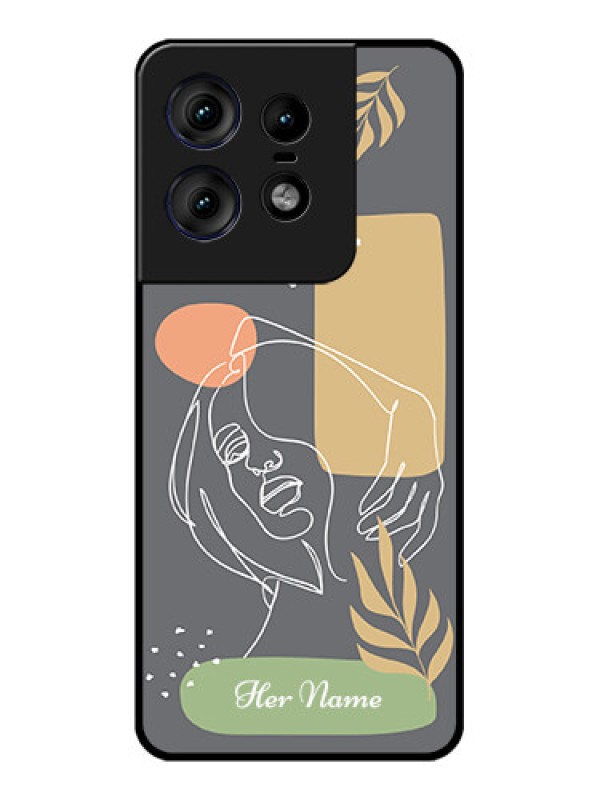 Custom Motorola Edge 50 Pro 5G Custom Metal Phone CaseGazing Woman Line Art Design