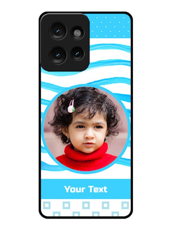 Custom Motorola Edge 50 Custom Metal Phone CaseSimple Blue Case Design