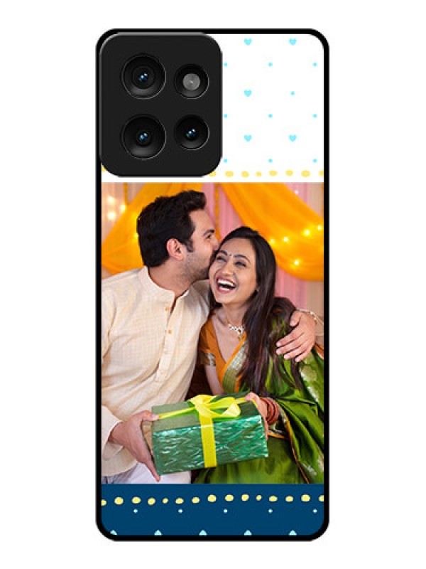 Custom Motorola Edge 50 Custom Metal Phone CaseWhite And Blue Abstract Design