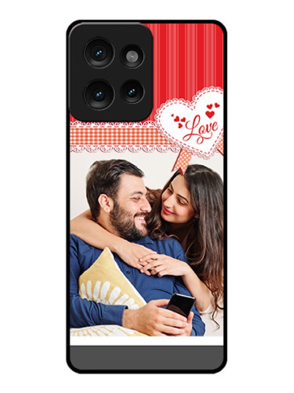 Custom Motorola Edge 50 Custom Metal Phone CaseRed Love Pattern Design