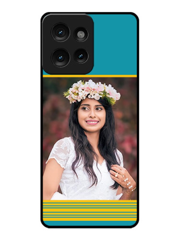 Custom Motorola Edge 50 Custom Metal Phone CaseYellow and Blue Design