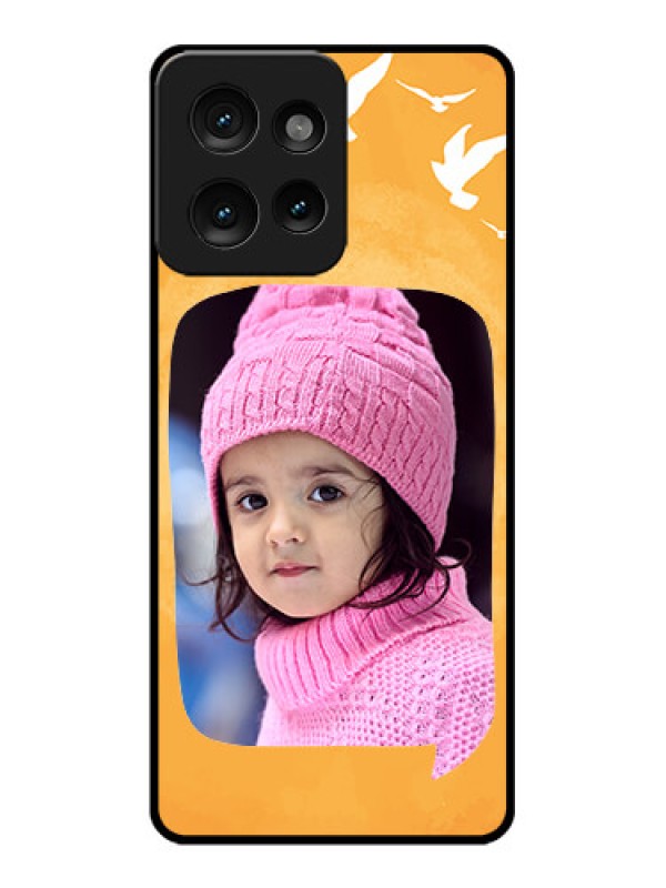 Custom Motorola Edge 50 Custom Metal Phone CaseWater Color Design With Bird Icons