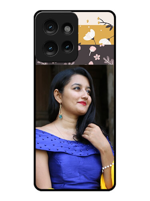 Custom Motorola Edge 50 Custom Metal Phone CaseStylish Floral Design