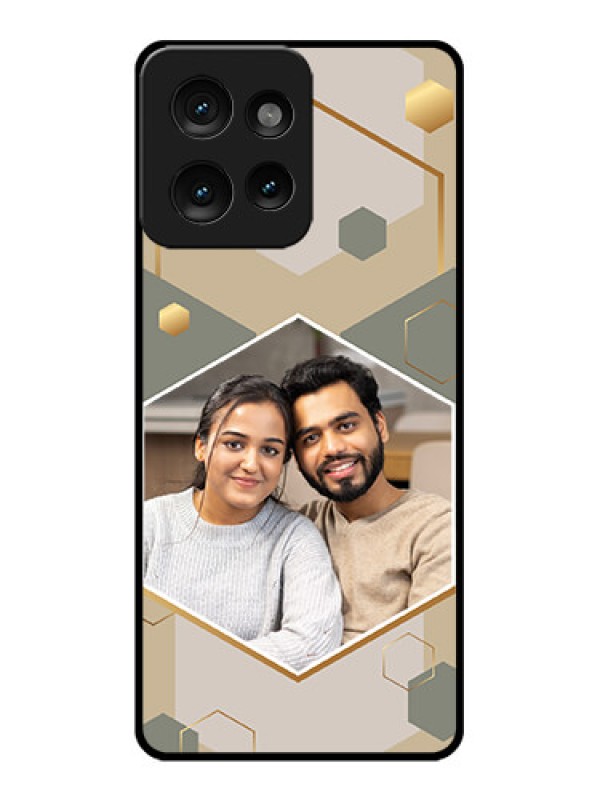 Custom Motorola Edge 50 Custom Metal Phone CaseStylish Hexagon Pattern Design