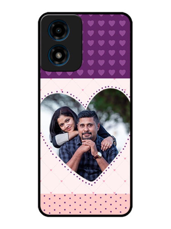 Custom Motorola G04 Custom Metal Phone Case - Violet Love Dots Design