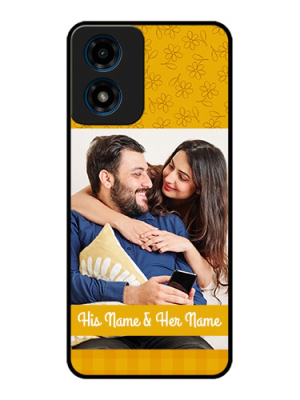 Custom Motorola G04 Custom Metal Phone Case - Yellow Floral Design