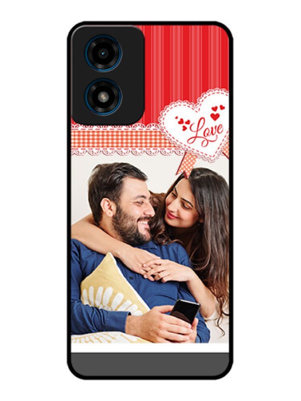 Custom Motorola G04 Custom Metal Phone Case - Red Love Pattern Design