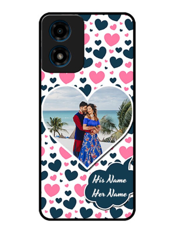 Custom Motorola G04 Custom Metal Phone Case - Pink and Blue Heart Design