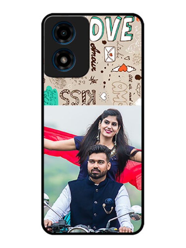 Custom Motorola G04 Custom Metal Phone Case - Love Doodle Pattern