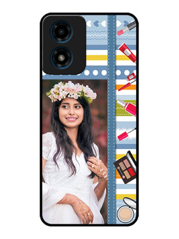 Custom Motorola G04 Custom Metal Phone Case - Makeup Icons Design
