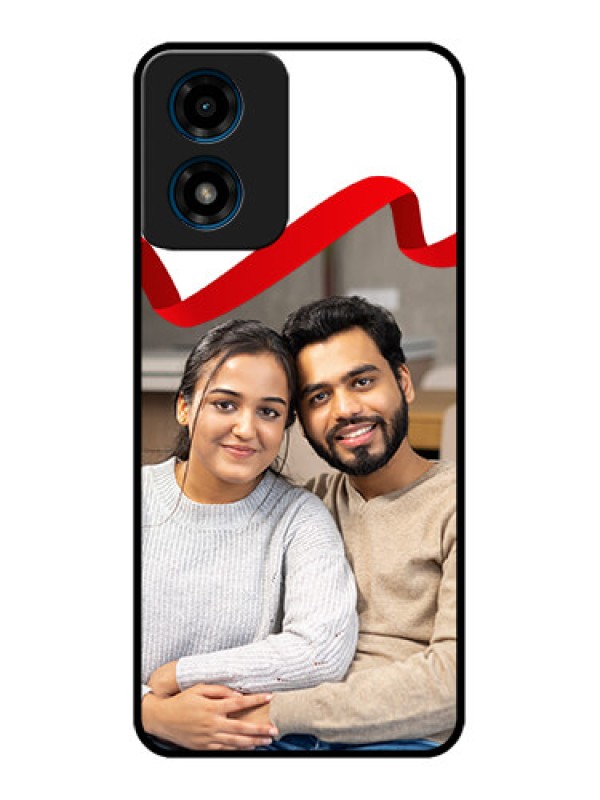 Custom Motorola G04s Custom Metal Phone CaseRed Ribbon Frame Design