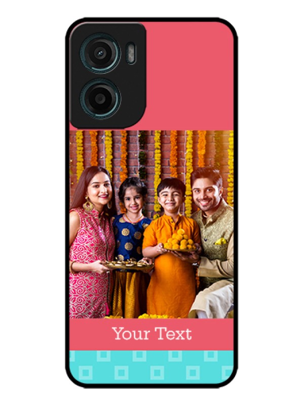 Custom Motorola G05 Custom Metal Phone Case - Peach & Blue Color Design