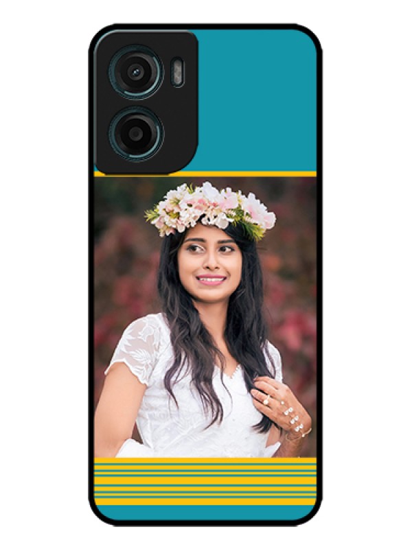 Custom Motorola G05 Custom Metal Phone Case - Yellow & Blue Design