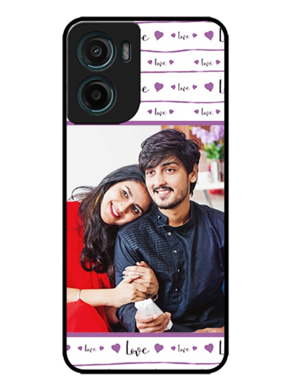 Custom Motorola G05 Custom Metal Phone Case - Couples Heart Design