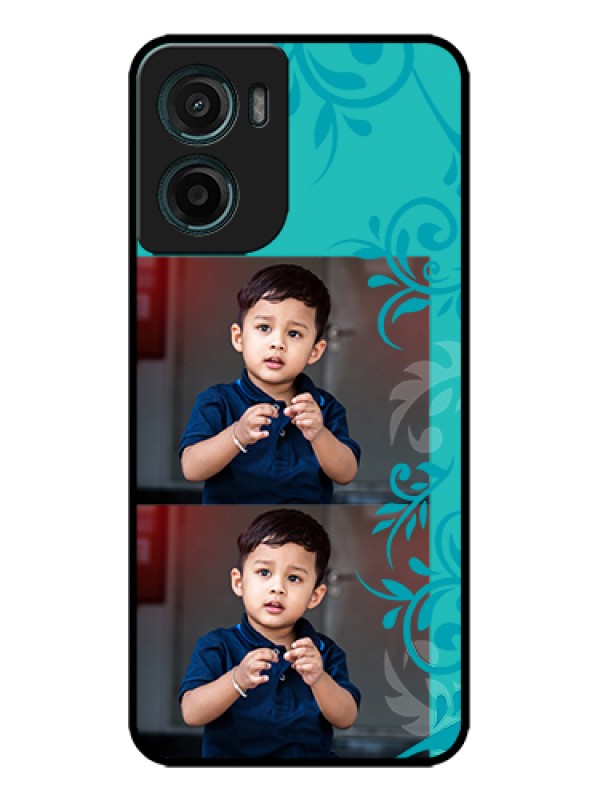 Custom Motorola G05 Custom Metal Phone Case - With Photo And Green Floral Design