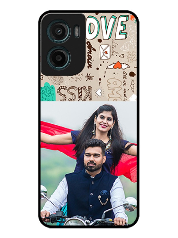 Custom Motorola G05 Custom Metal Phone Case - Love Doodle Pattern