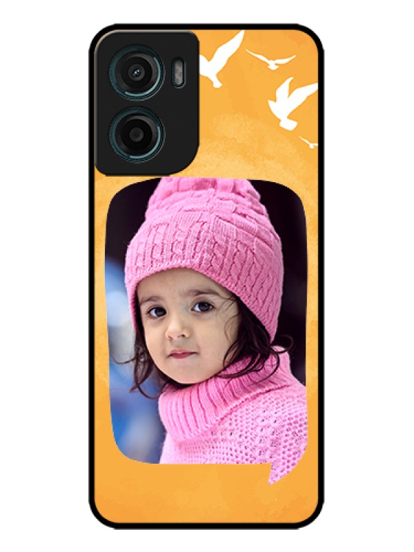 Custom Motorola G05 Custom Metal Phone Case - Water Color Design With Bird Icons