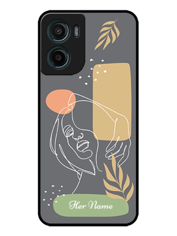 Custom Motorola G05 Custom Metal Phone Case - Gazing Woman Line Art Design