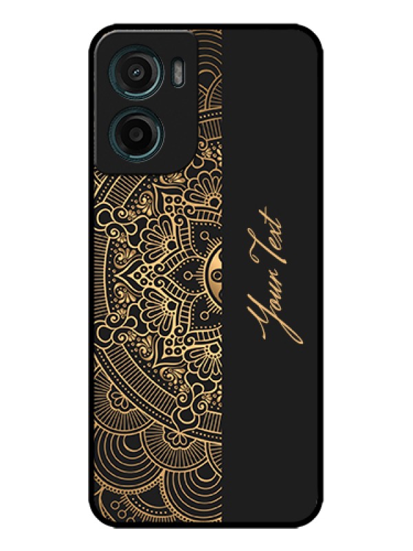 Custom Motorola G05 Custom Metal Phone Case - Mandala Art With Custom Text Design