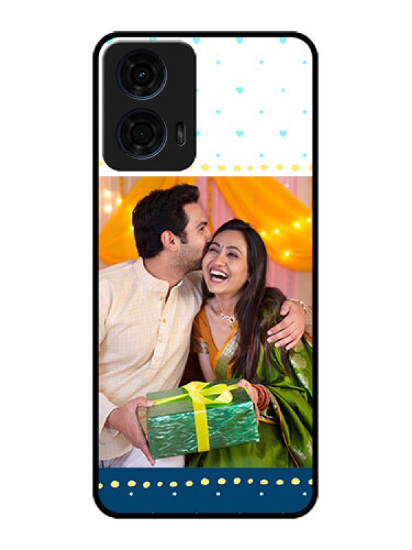 Custom Motorola G24 Power Custom Metal Phone CaseWhite And Blue Abstract Design