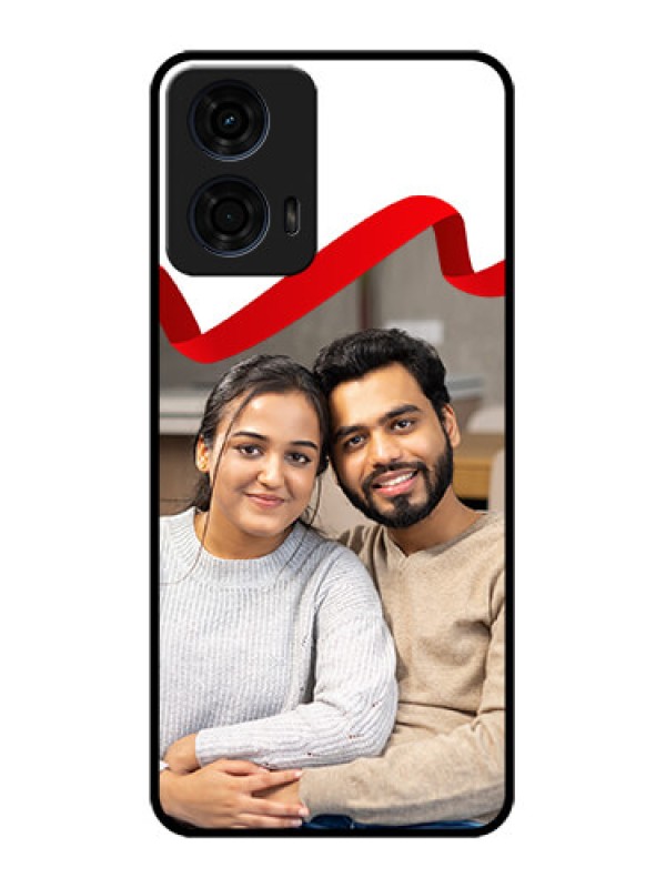 Custom Motorola G24 Power Custom Metal Phone CaseRed Ribbon Frame Design